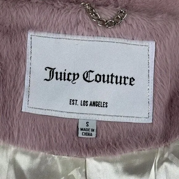 Juicy Couture Blush Pink Faux Fur Plush Moto Jacket Alexa Crop Size Small NWT